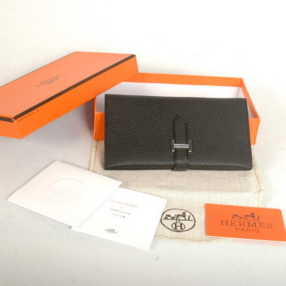 High Quality Hermes Bearn Japonaise Original Leather Wallet H8033 Black Fake - Click Image to Close